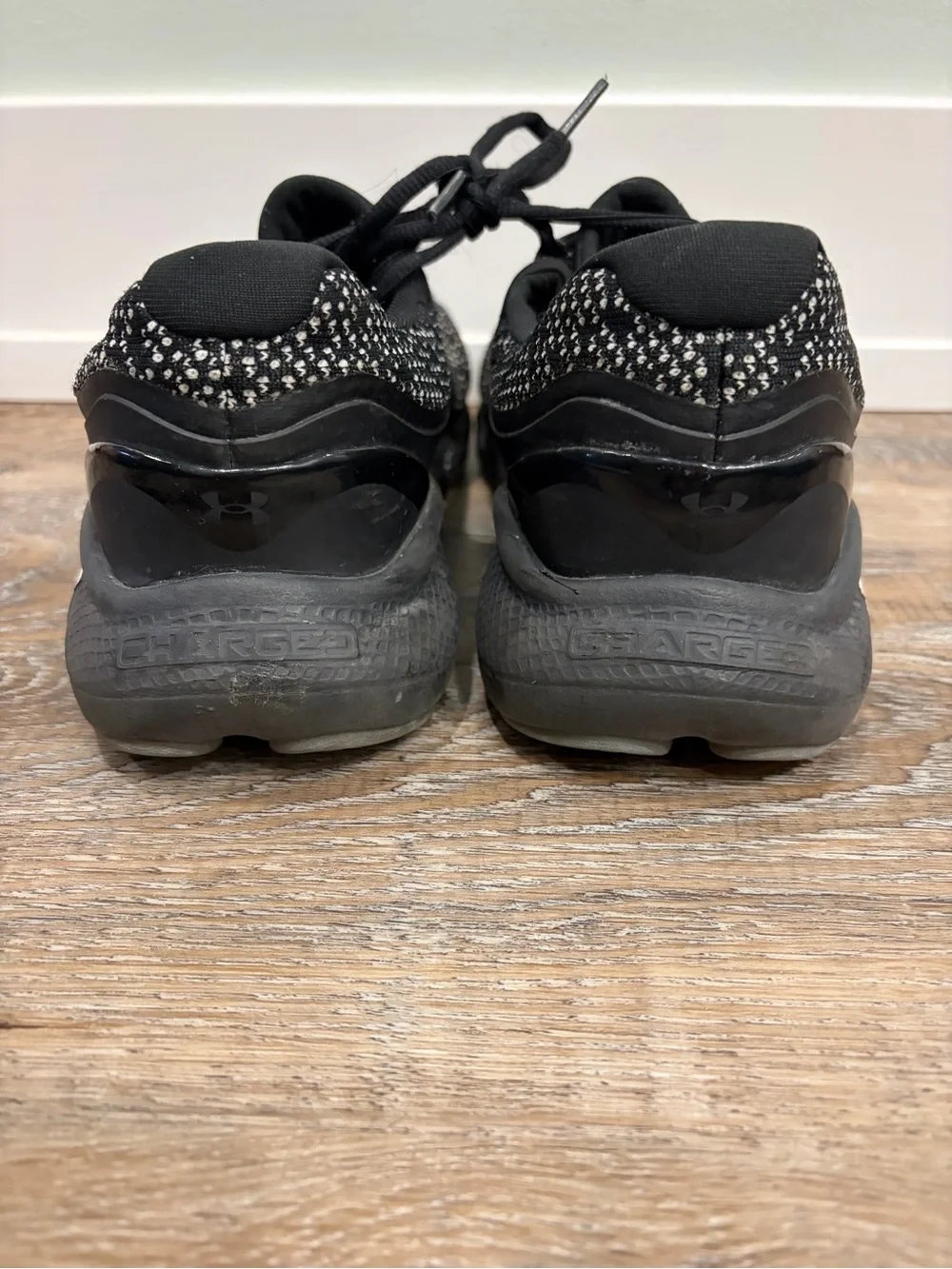 Under Armour Black Knit Running Sneakers with White Accent, Men’s Size 12